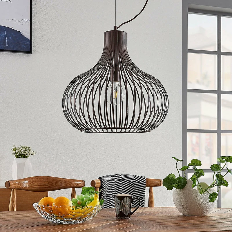 B-Ware Lindby Frances Hängeleuchte Hängeleuchte Lampe Leuchte braun 1-fl. Ø 48 cm 117