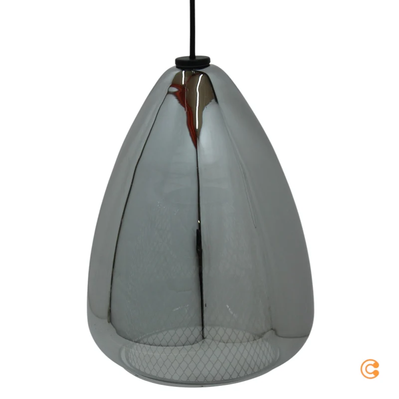 B-Ware Fabas Luce Hängeleuchte Pendelleuchte Britton rauchgrau Glas Metall E27 LED 1flg
