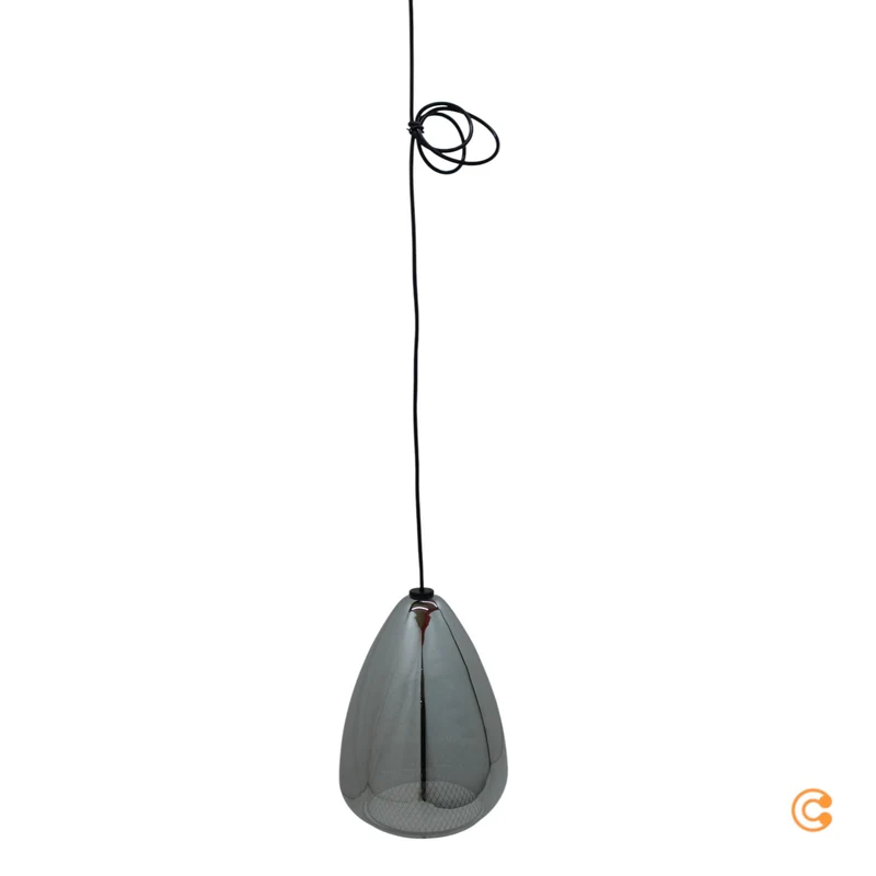 B-Ware Fabas Luce Hängeleuchte Pendelleuchte Britton rauchgrau Glas Metall E27 LED 1flg