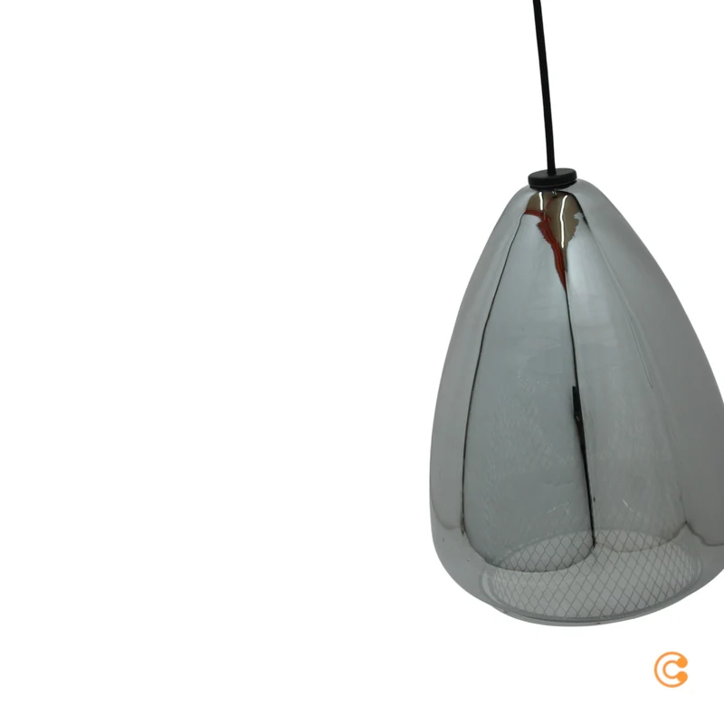B-Ware Fabas Luce Hängeleuchte Pendelleuchte Britton rauchgrau Glas Metall E27 LED 1flg