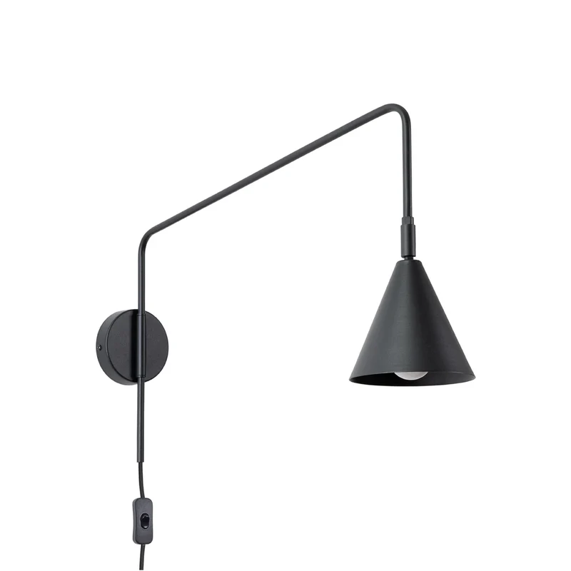 B-Ware SOLLUX Wandleuchte Wandlampe LYS schwarz Metall Stecker Skandinavisches Design