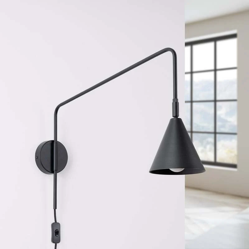 B-Ware SOLLUX Wandleuchte Wandlampe LYS schwarz Metall Stecker Skandinavisches Design