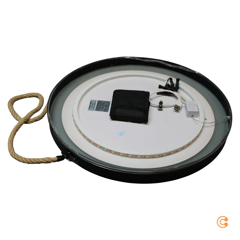 B-Ware Paul Neuhaus Wandspiegel Spiegel LED Vidro Powerbank schwarz hängend Glas Metall