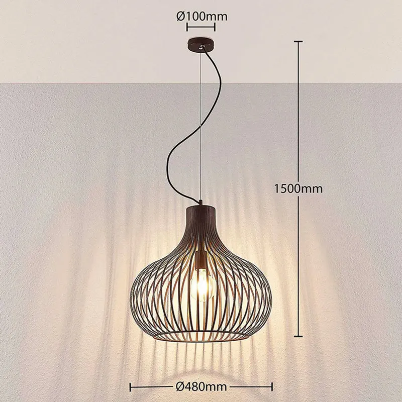 B-Ware Lindby Frances Hängeleuchte Hängeleuchte Lampe Leuchte braun 1-fl. Ø 48 cm E27