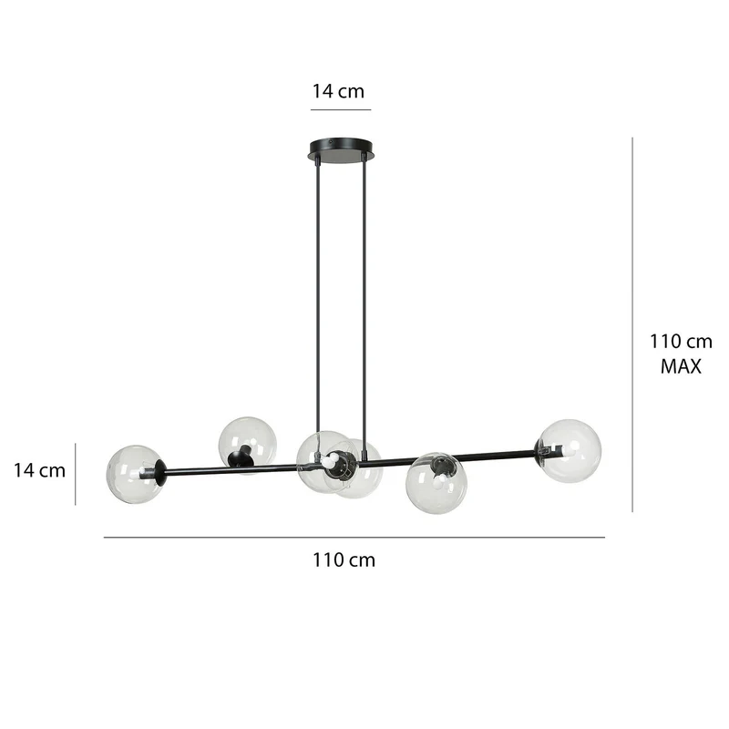 B-Ware EMIBIG LIGHTING Hängeleuchte Glassy Hängelampe 6-flammig schwarz klar Glas 11270