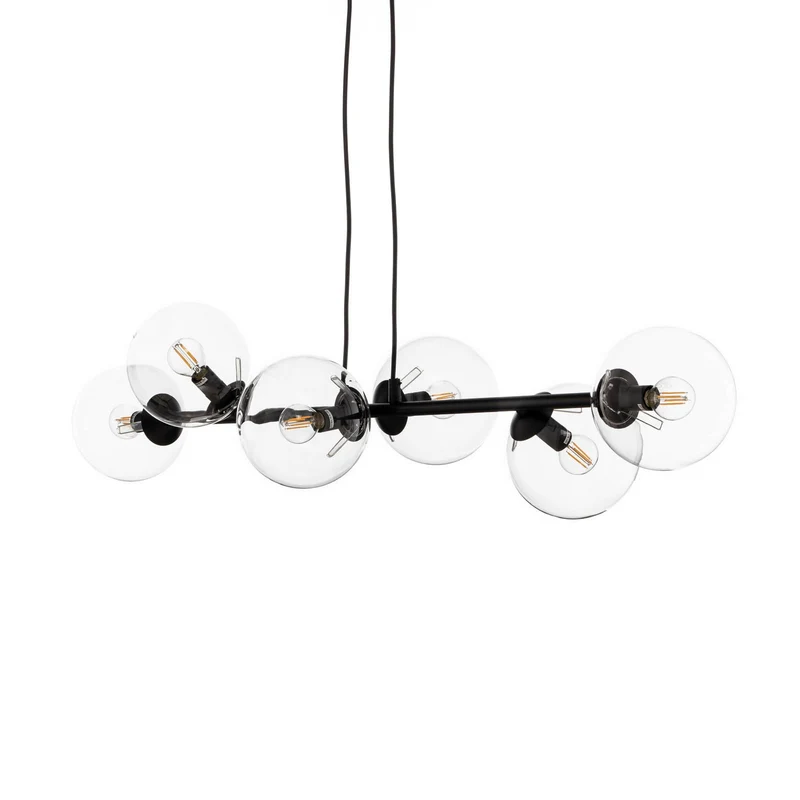 B-Ware EMIBIG LIGHTING Hängeleuchte Glassy Hängelampe 6-flammig schwarz klar Glas 11270
