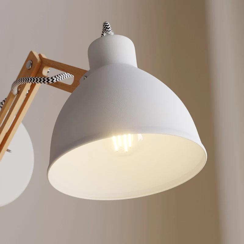 B-Ware Euluna Wandlampe Skansen Holzarm verstellbar weiß Wandleuchte Lampe Leuchte Spot