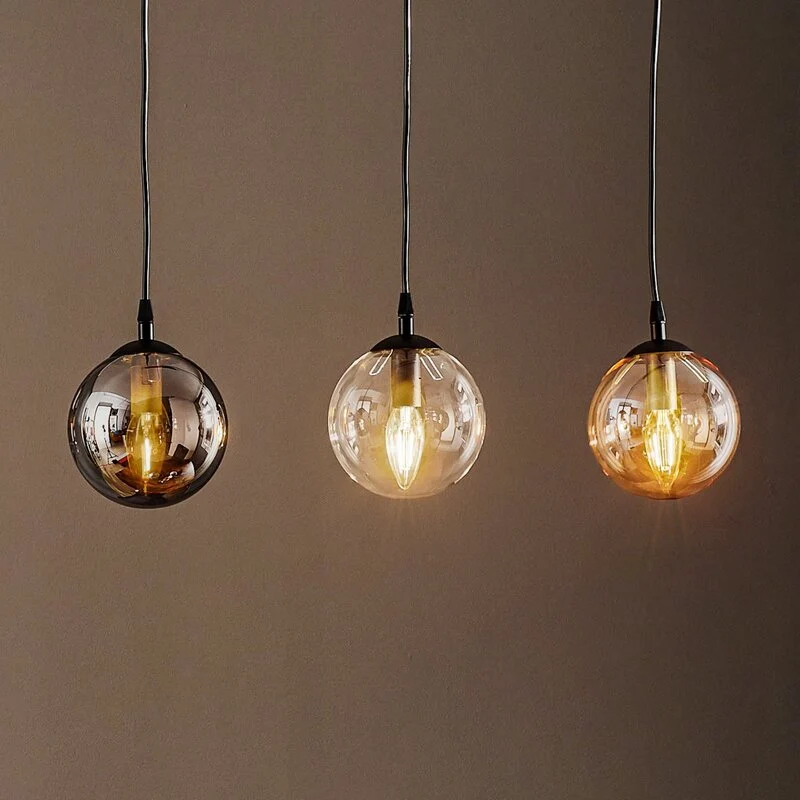 B-Ware EMIBIG LIGHTING Hängeleuchte Glassy Hängelampe 3-flg gerade grafit amber klar