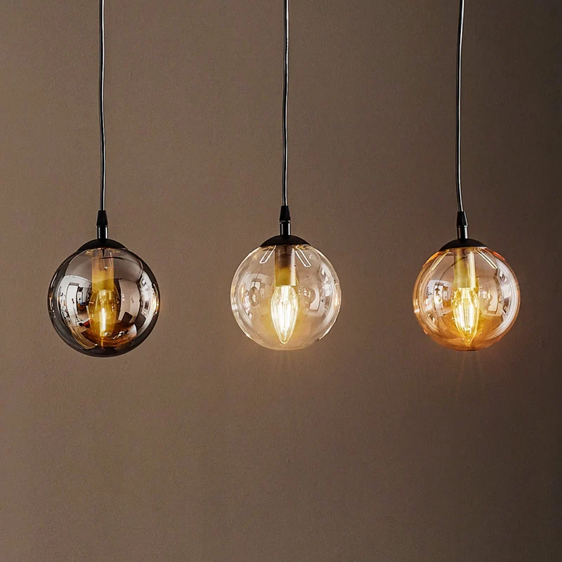 B-Ware EMIBIG LIGHTING Hängeleuchte Glassy Hängelampe 3-flg gerade grafit amber klar