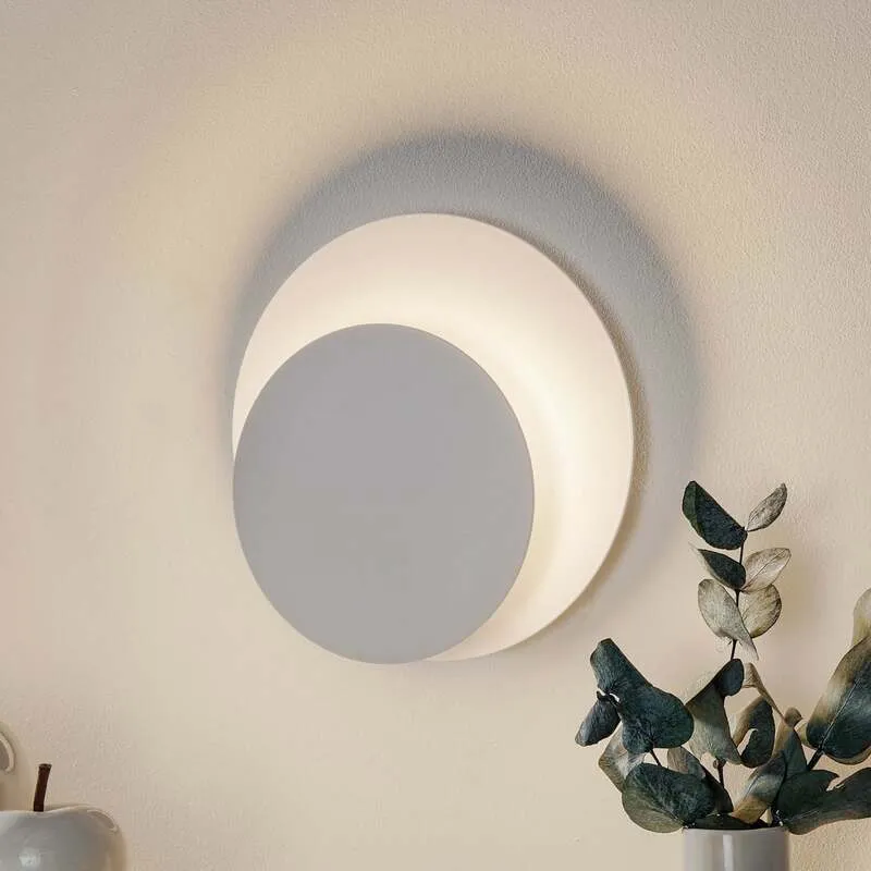 B-Ware Wandleuchte Wandlampe Circle Leuchte Lampe rund Form weiß Stahl Innenbeleuchtung