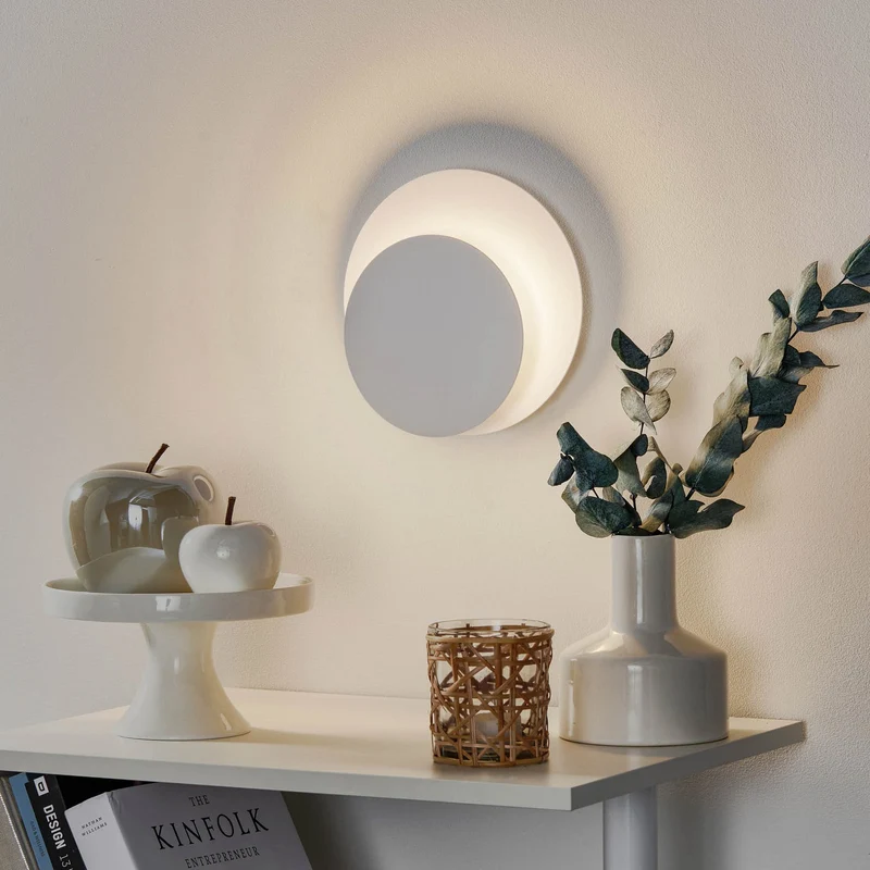 B-Ware Wandleuchte Wandlampe Circle Leuchte Lampe rund Form weiß Stahl Innenbeleuchtung