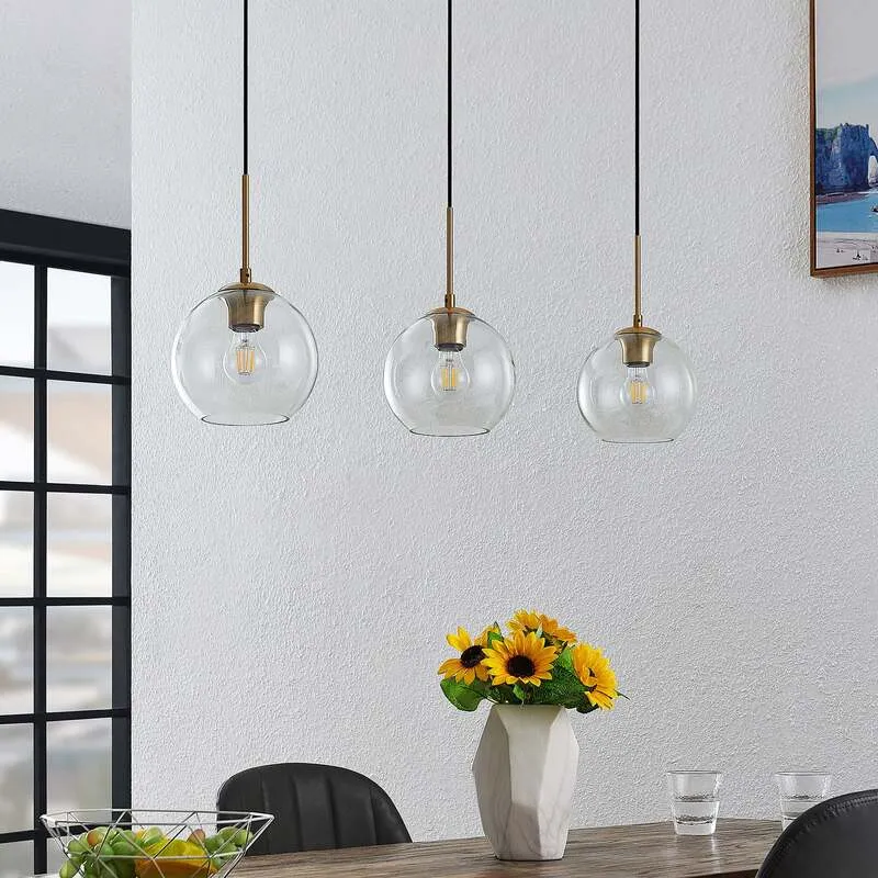 B-Ware Lindby Hängeleuchte Pendelleuchte Grady messing Glas LED 110 cm SIEHE TEXT/FOTO