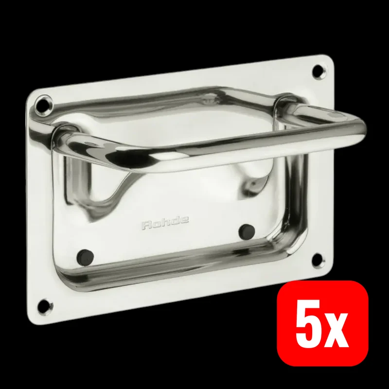 5x B-Ware Rohde Klappgriff Bügelgriff E-07 Einbaugriff Griff Edelstahl poliert 5 STÜCK