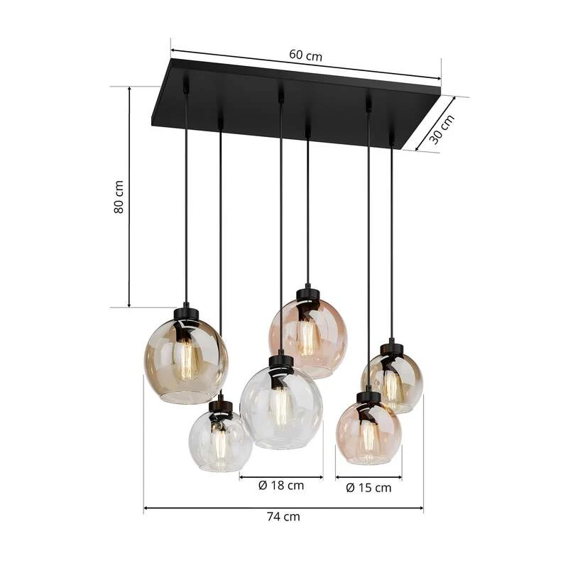 B-Ware TK Lighting CUBUS Hängeleuchte Pendelleuchte Lampe 6-flammig SIEHE TEXT/FOTO874