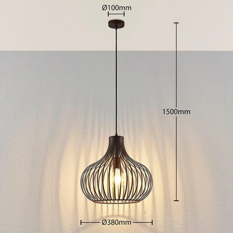B-Ware Lindby Hängeleuchte Deckenlampe Pendelleuchte Lampe 1-flammig E27 braun