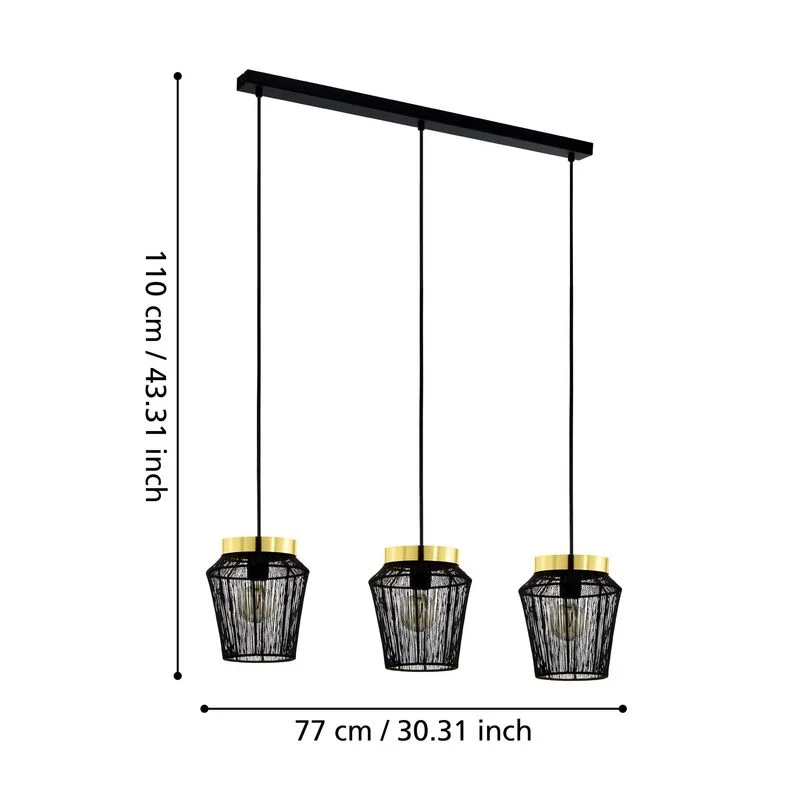 B-Ware Eglo Hängeleuchte Pendelleuchte Escandidos schwarz gold dreiflammig Wohnzimmer