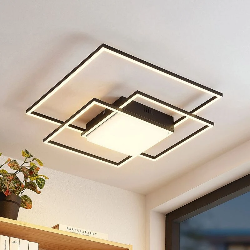 B-Ware LED Deckenleuchte Lampe Lindby Leuchte Schwarz Aluminium Nelinka Wohnzimmer Essz