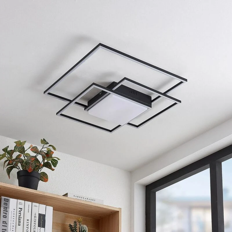 B-Ware LED Deckenleuchte Lampe Lindby Leuchte Schwarz Aluminium Nelinka Wohnzimmer Essz