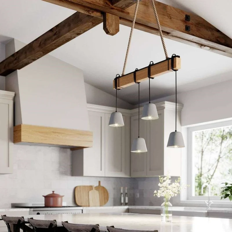 B-Ware Lucande Hängeleuchte Pendelleuchte Holzlampe E14 schwarz eiche 811