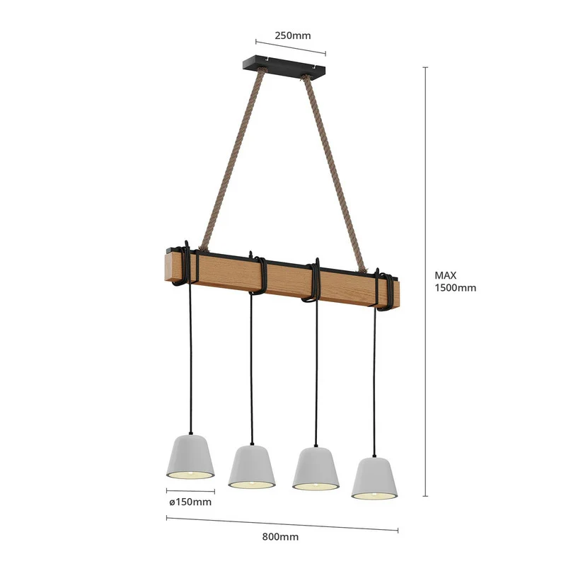 B-Ware Lucande Hängeleuchte Pendelleuchte Holzlampe E14 schwarz eiche 811