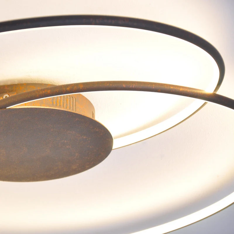 B-Ware Lindby Deckenleuchte Deckenlampe LED Joline rostbraun Metall Chrom Lichtlampe