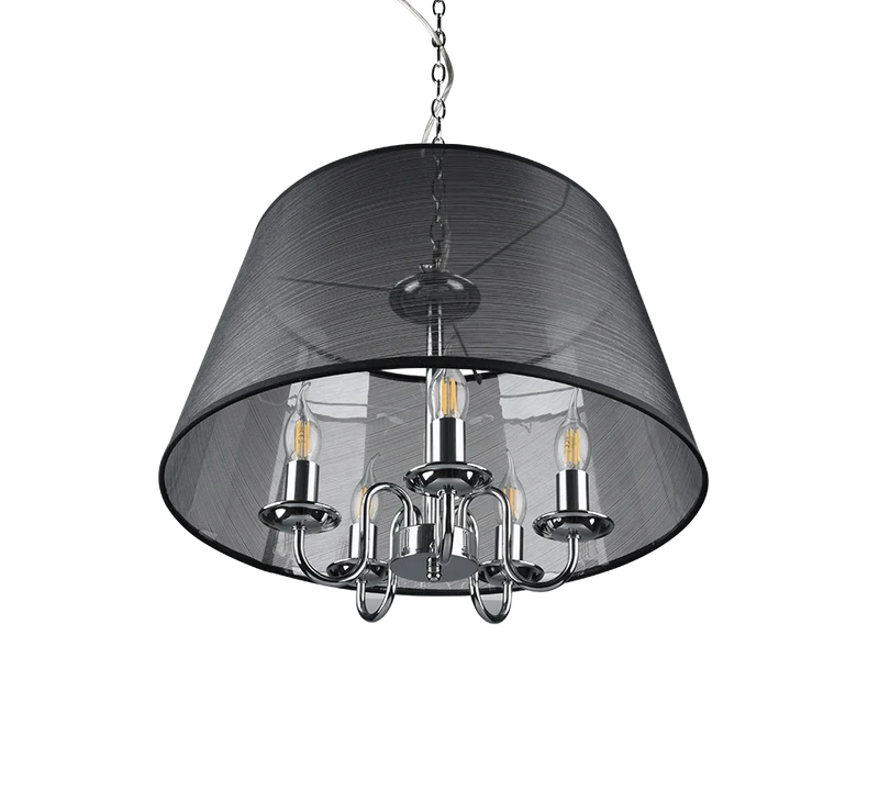 B-Ware Pendelleuchte Hängelampe Pendellampe Lindby Talisha Organza schwarz Lampe Eisen