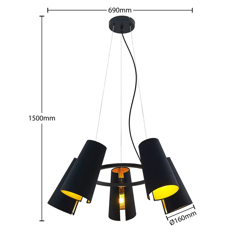 B-Ware Lucande Hängeleuchte Pendelleuchte Hängelampe Deckenleuchte schwarz LED Lampe