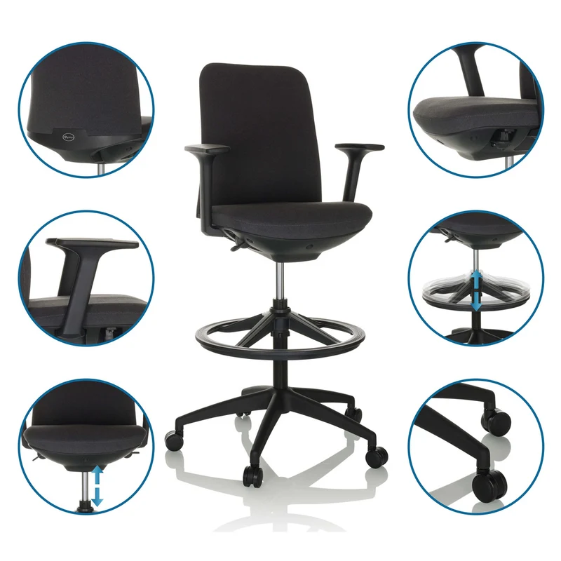 B-Ware hjh OFFICE Arbeitsstuhl Counterstuhl Drehstuhl NESTORA WORK Stoff schwarz787