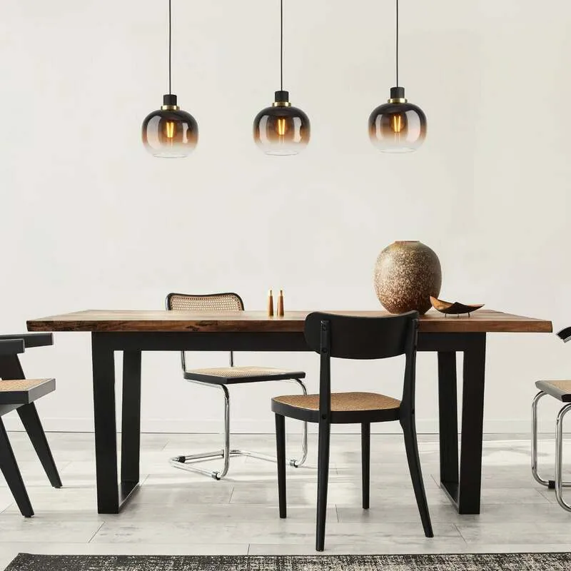 B-Ware EGLO Hängelampe Pendelleuchte Oilella schwarz braun Glas Länge 95 cm 3-flam413