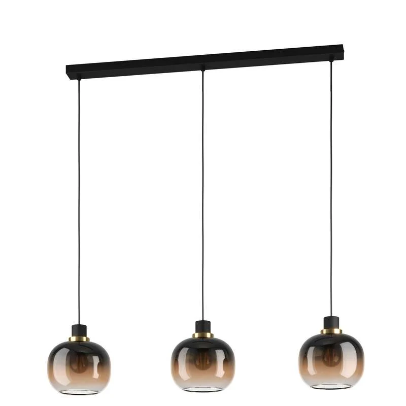 B-Ware EGLO Hängelampe Pendelleuchte Oilella schwarz braun Glas Länge 95 cm 3-flam413