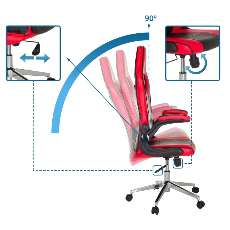 B-Ware MYBUERO Gamingstuhl Bürostuhl Game Sport Pro Kunstleder klappbare Armlehnen