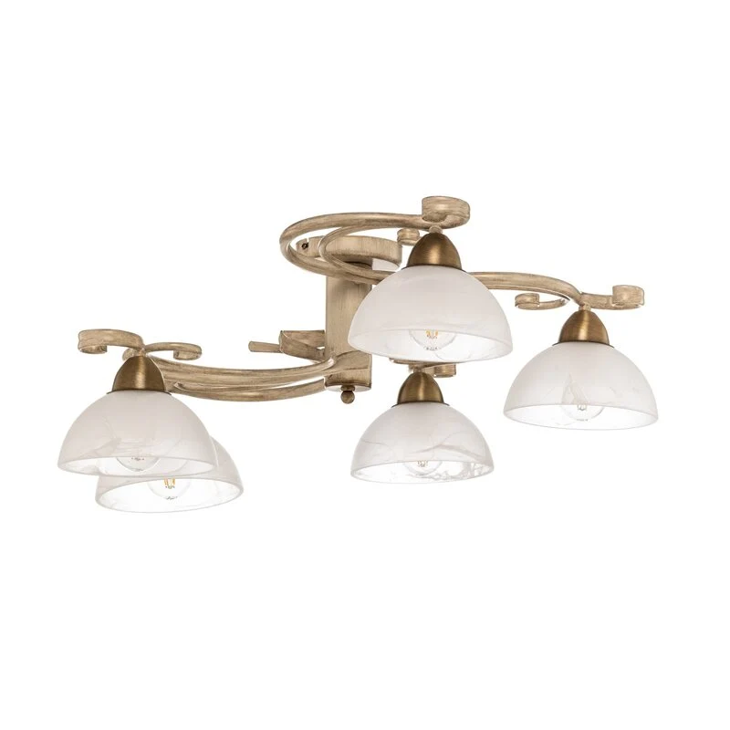 B-Ware Deckenlampe Flora fünf Glasschirme weiß messing Deckenleuchte SIEHE TEXT/FOTO419