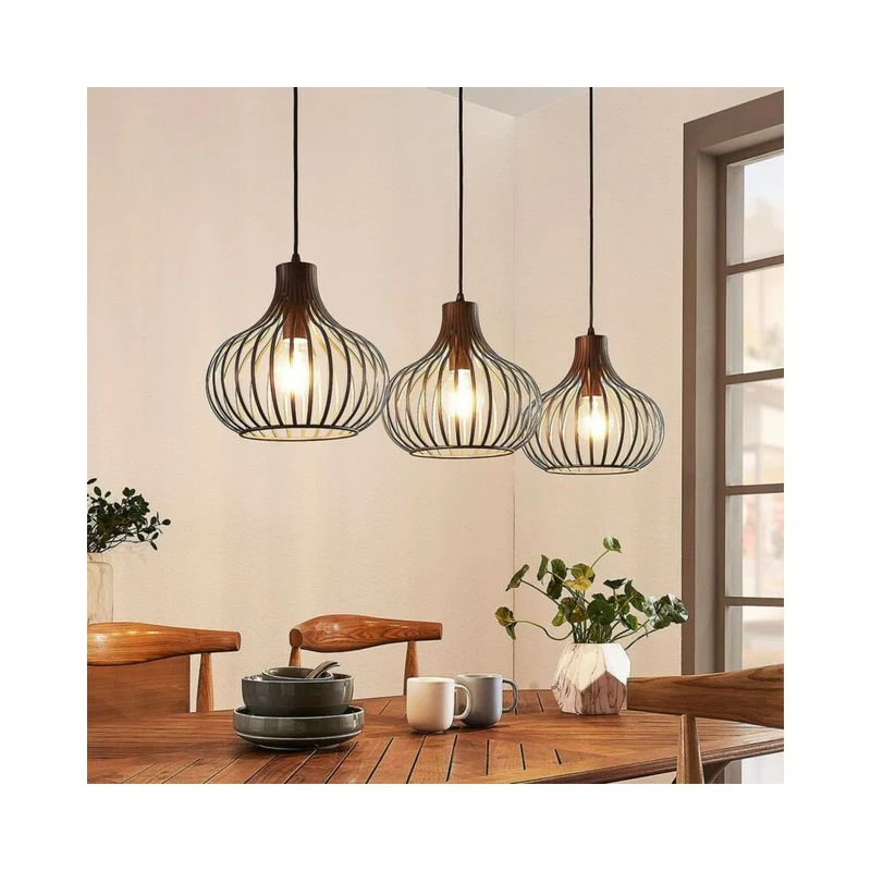 B-Ware Lindby Hängelampe Pendelleuchte Lampe braun 3-flammig Metall E27 dimmbar