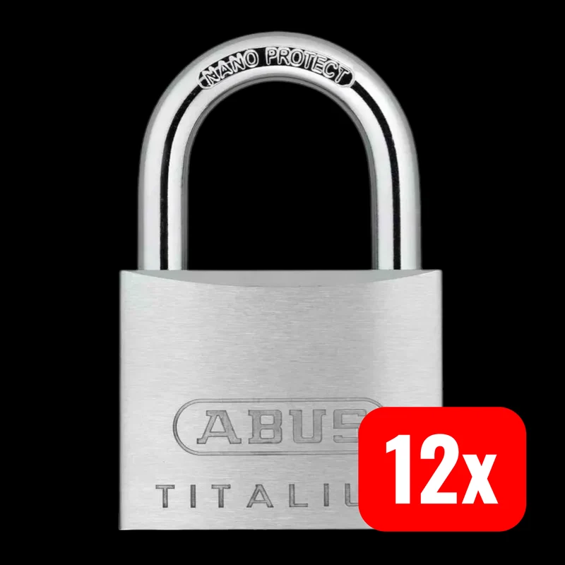 B-Ware ABUS Vorhangschloss Zylinderschloss 64TI/50 Titalium 50mm 2 Schlüssel 12 STÜCK
