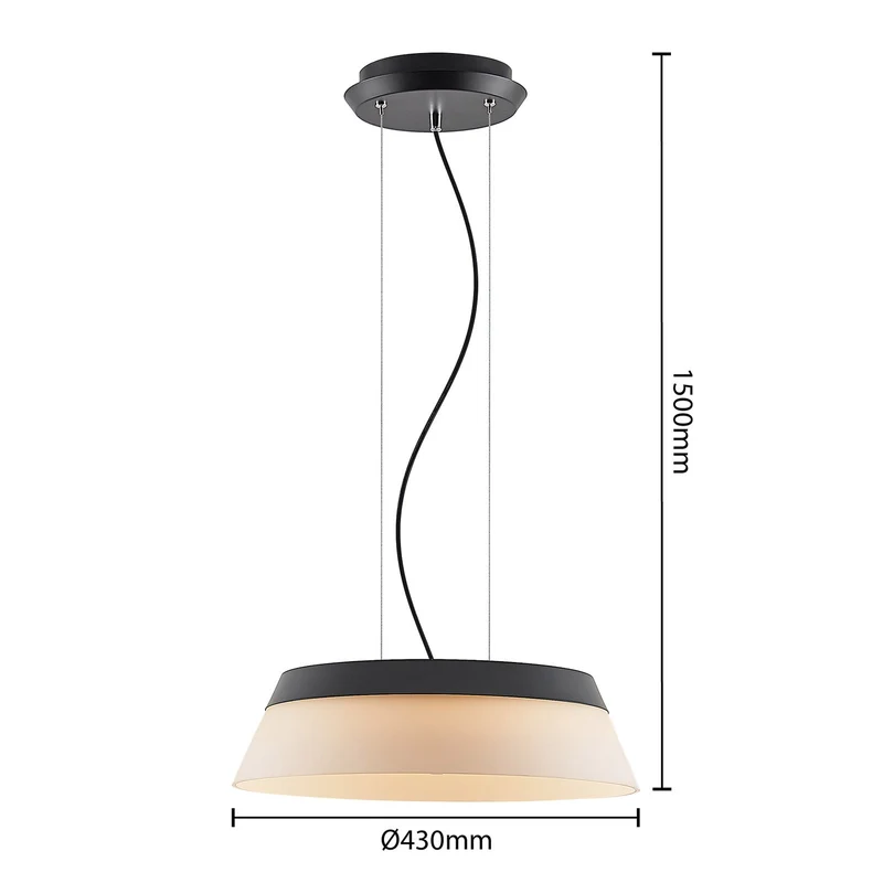 B-Ware Lucande Pendelleuchte Hängeleuchte LED Schwarz Opalweiß Eisen Glas Kunststoff