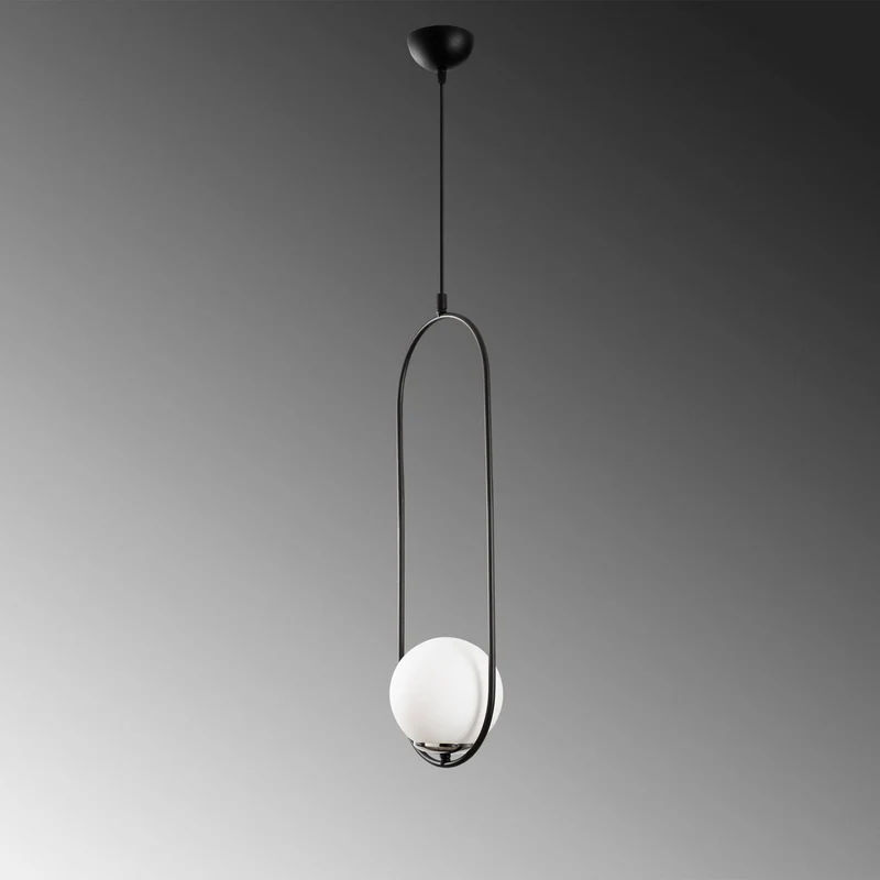 B-Ware Opviq Hängeleuchte Pendelleuchte Mudoni Deckenlampe schwarz weiß Glas Metall 731