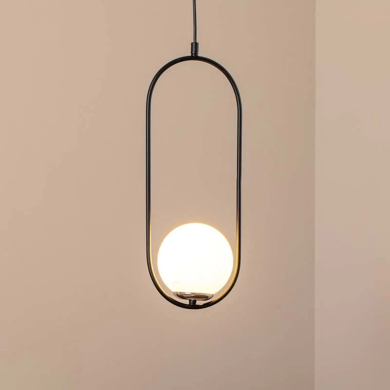 B-Ware Opviq Hängeleuchte Pendelleuchte Mudoni Deckenlampe schwarz weiß Glas Metall 731