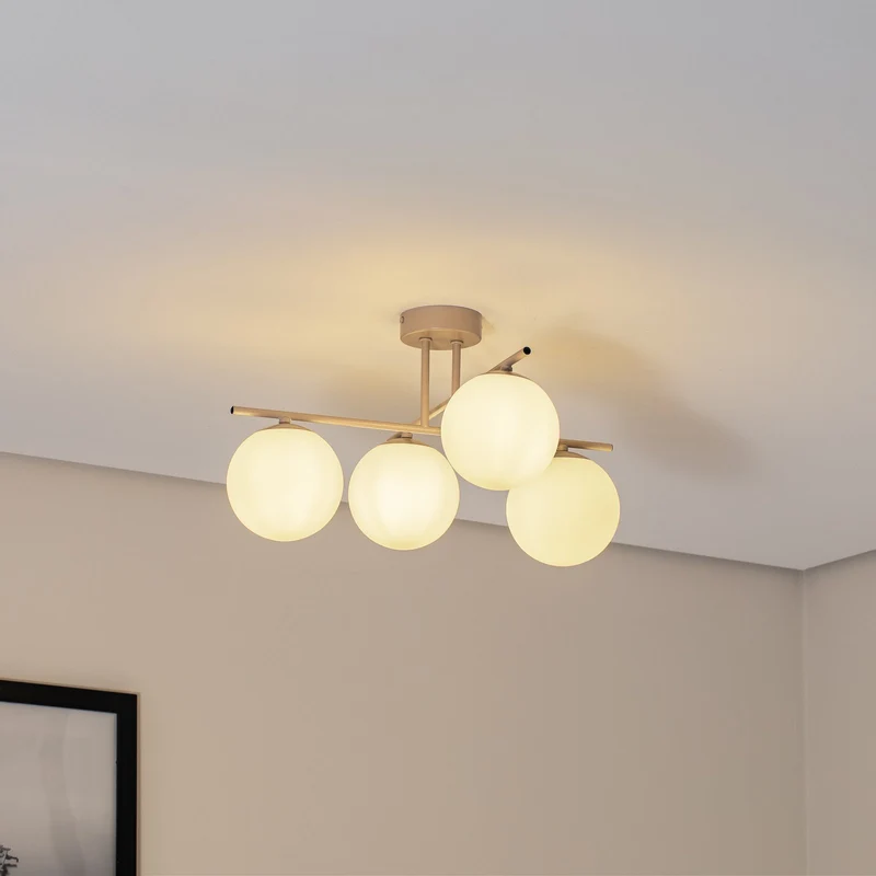 B-Ware Aurora Deckenleuchte Lampe Deckenlampe beige Ø 50 cm 4 flammig Glas E14