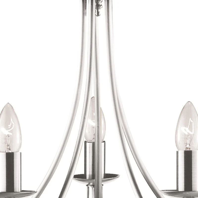 B-Ware Searchlight Kronleuchter Maypole satin silber fünfflammig Deckenlampe Lampe Deko