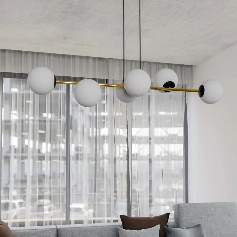B-Ware Hängeleuchte Gravity opalweiß gold schwarz Glas E14 Deckenlampe Lampe Leuchte