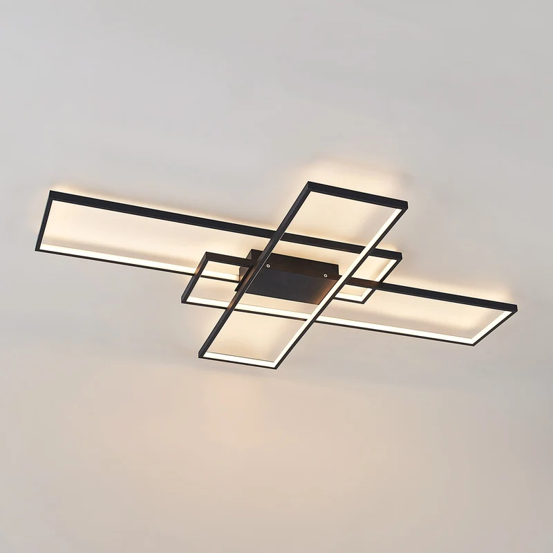 B-Ware Lindby Deckenleuchte Lampe LED schwarz Metall dimmbar Tetson