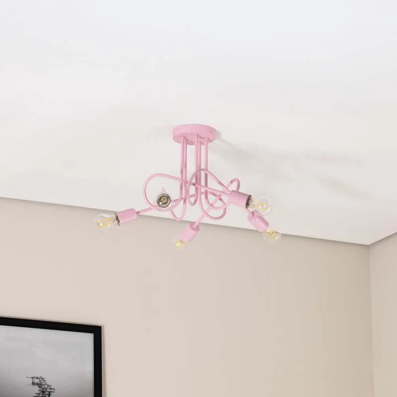 B-Ware HELAM Deckenleuchte Lampe Oxford Deckenlampe hellrosa Metall 47 cm 5-flammig359