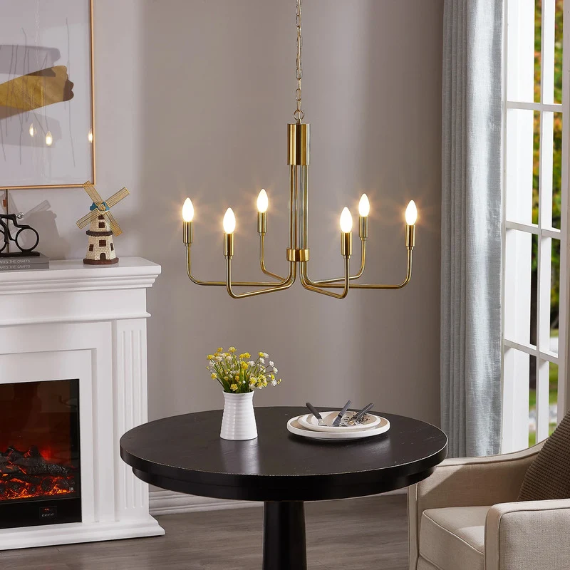 B-Ware Lindby Kronleuchter Pendelleuchte Elanova messing 6-flammig Ø 70 cm E14 Eisen