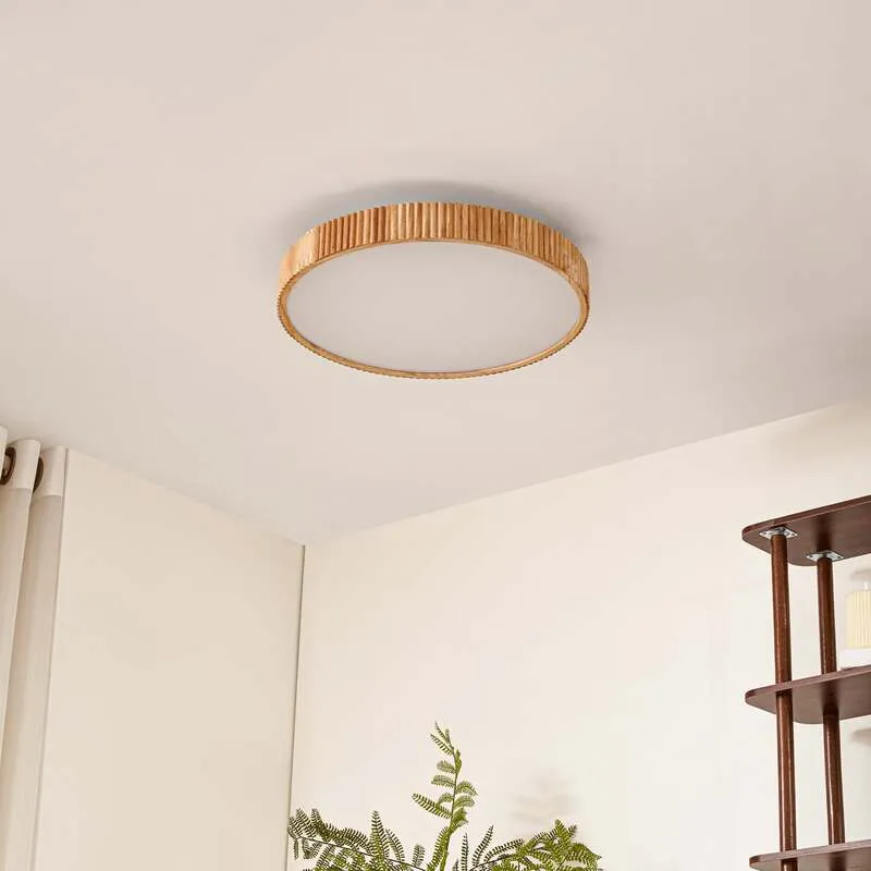 B-Ware Lindby Deckenleuchte Deckenlampe LED Fernbedienung weiß Holz Wohnbereich dimm22