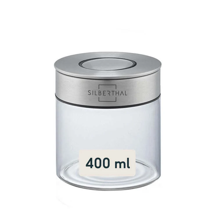 B-Ware SILBERTHAL Vorratsglas Aufbewahrung Glasbehälter Borosilikatglas 400ml 3 STÜCK