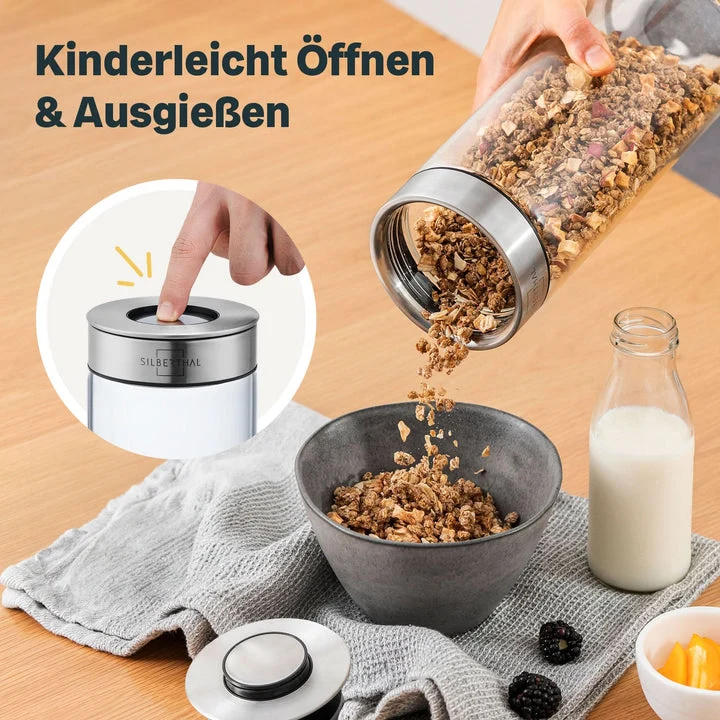 B-Ware SILBERTHAL Vorratsglas Aufbewahrung Glasbehälter Borosilikatglas 400ml 3 STÜCK