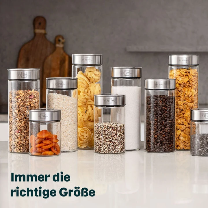 B-Ware SILBERTHAL Vorratsglas Aufbewahrung Glasbehälter Borosilikatglas 400ml 3 STÜCK