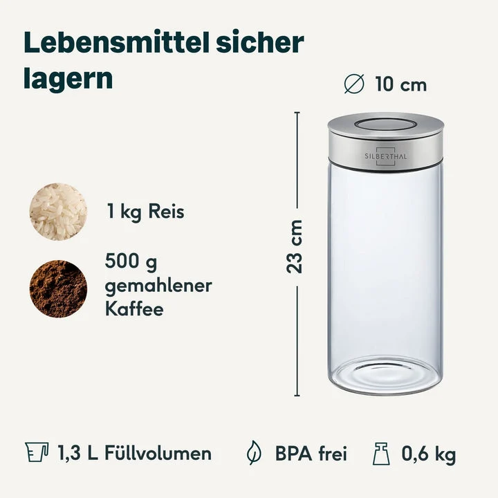 B-Ware SILBERTHAL Vorratsglas Luftdicht Behälter Aufbewahrung Edelstahl Deckel 2 STÜCK