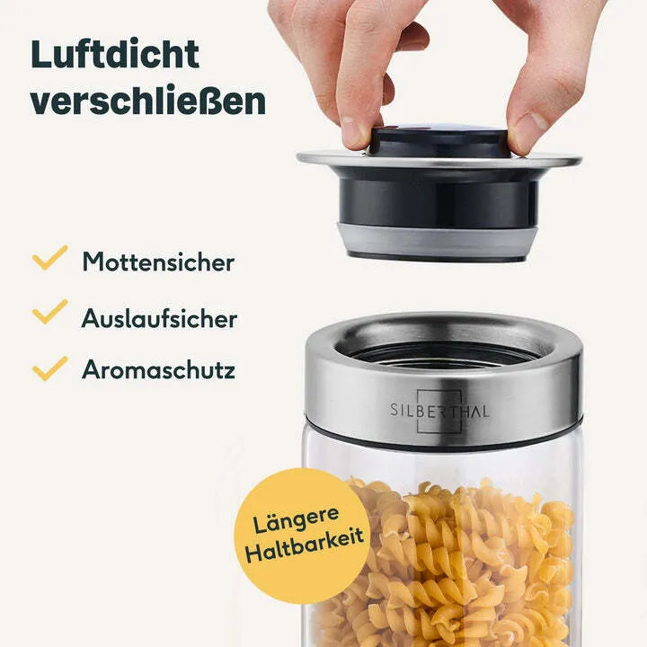 B-Ware SILBERTHAL Vorratsglas Luftdicht Behälter Aufbewahrung Edelstahl Deckel 2 STÜCK