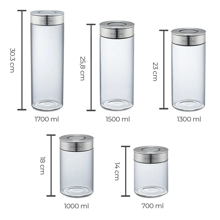 B-Ware SILBERTHAL Vorratsglas Aufbewahrungs Lebensmittel Borosilikatglas 1500ml 2 STÜCK